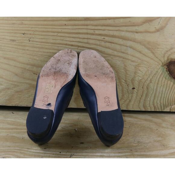 Tory Burch Loafers Women 7 M Blue Leather Green Rhinestone Jessa Horse Bit Flats - Picture 6 of 10